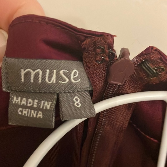 Muse Velvet Long Sleeve Dress in Rich Burgundy - Picture 3 of 8